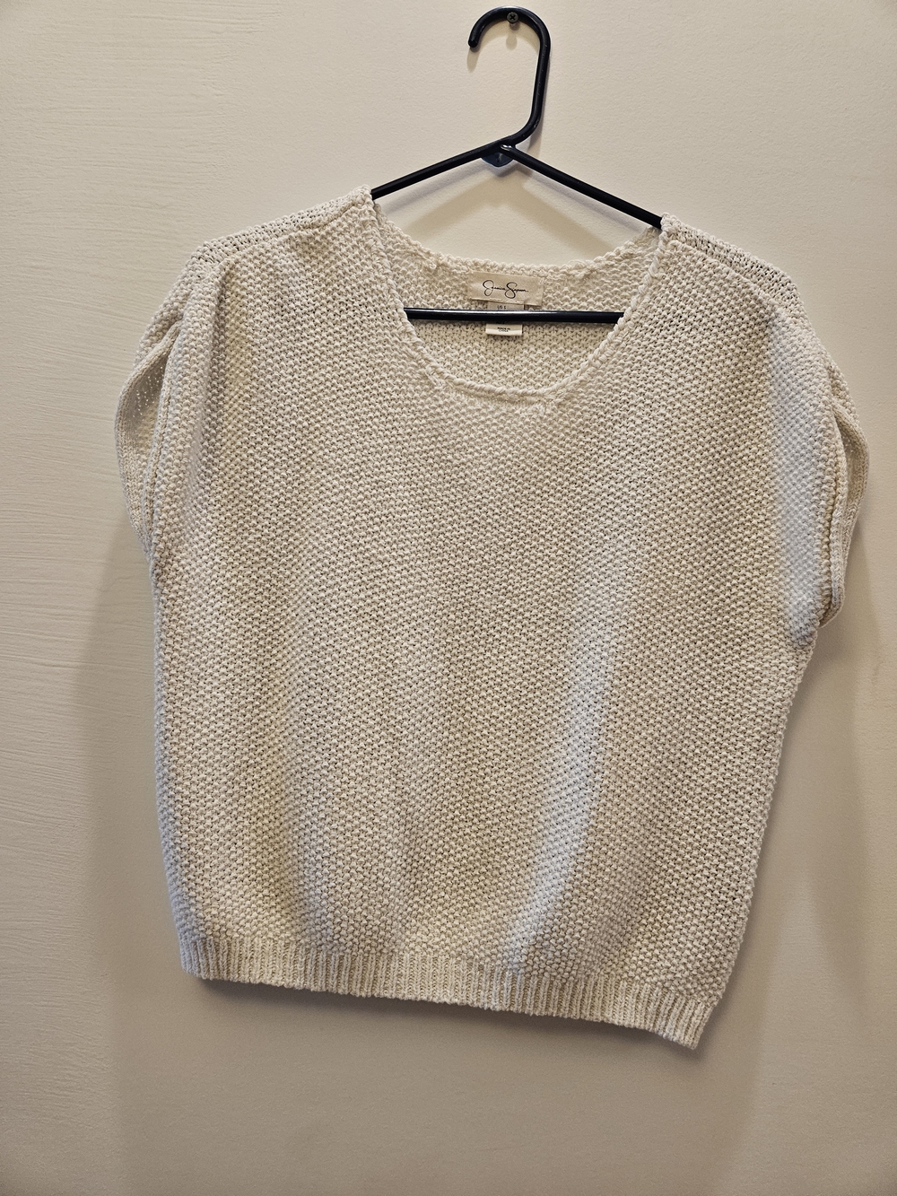 Jessica Simpson Cream Short-Sleeve Knit Sweater